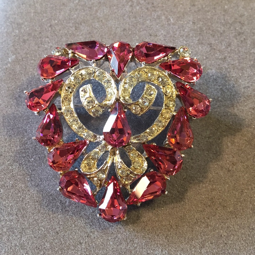 Vintage Wiesner pink rhinestone brooch